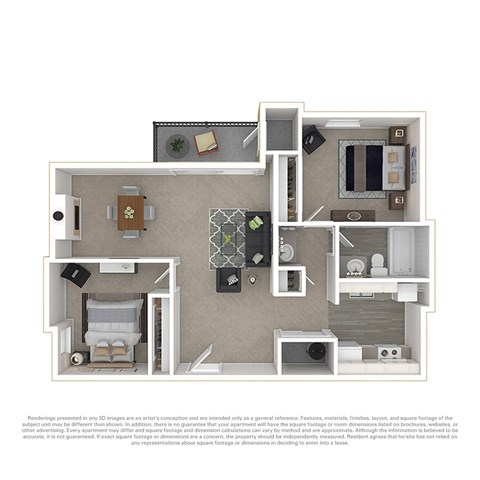 Floor plan for 2 beds, 1.5 baths, 950 sqft